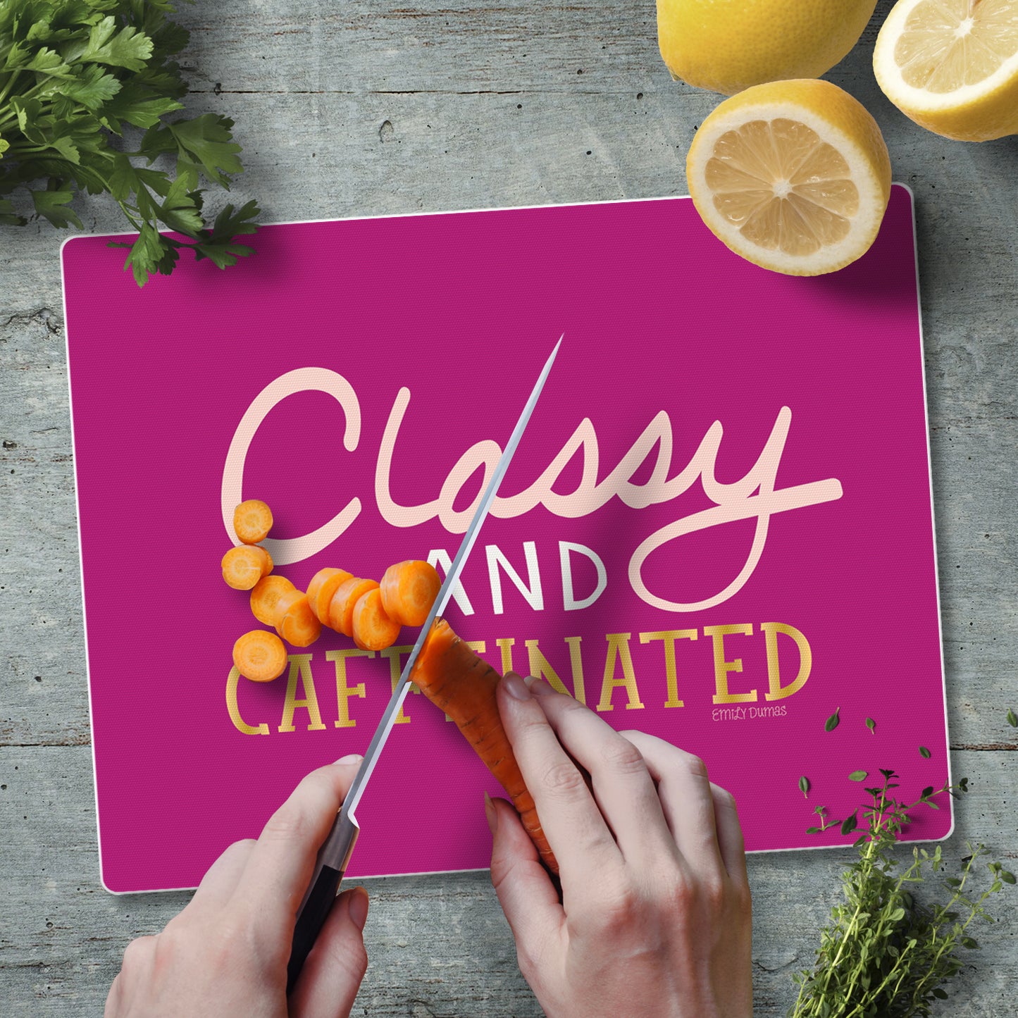 CounterArt Classy & Caffeinated 3mm Tempered Glass Cutting Board 10” x 8” Manufactured in the USA