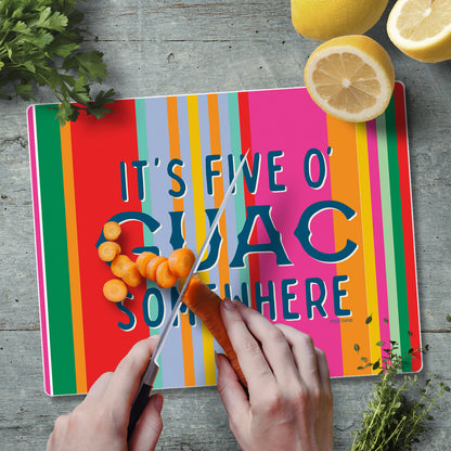 CounterArt Five O' Guac Somewhere 3mm Tempered Glass Cutting Board 10” x 8” Manufactured in the USA