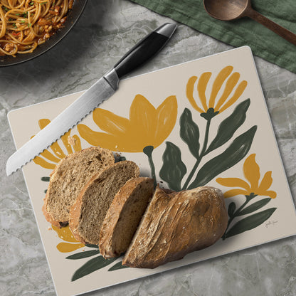 CounterArt Yellow Petals 3mm Tempered Glass Cutting Board 10” x 8” Manufactured in the USA