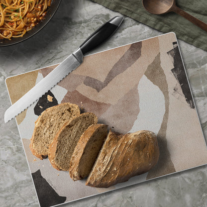CounterArt Mocha Abstract 3mm Tempered Glass Cutting Board 10” x 8” Manufactured in the USA