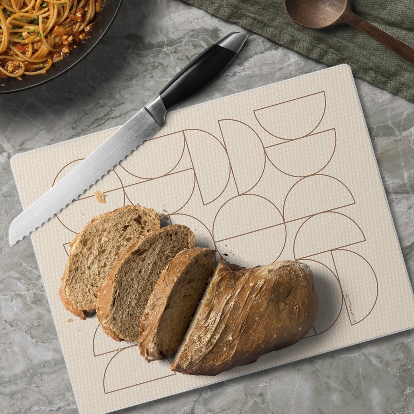 CounterArt Mocha Moon 3mm Tempered Glass Cutting Board 10” x 8” Manufactured in the USA