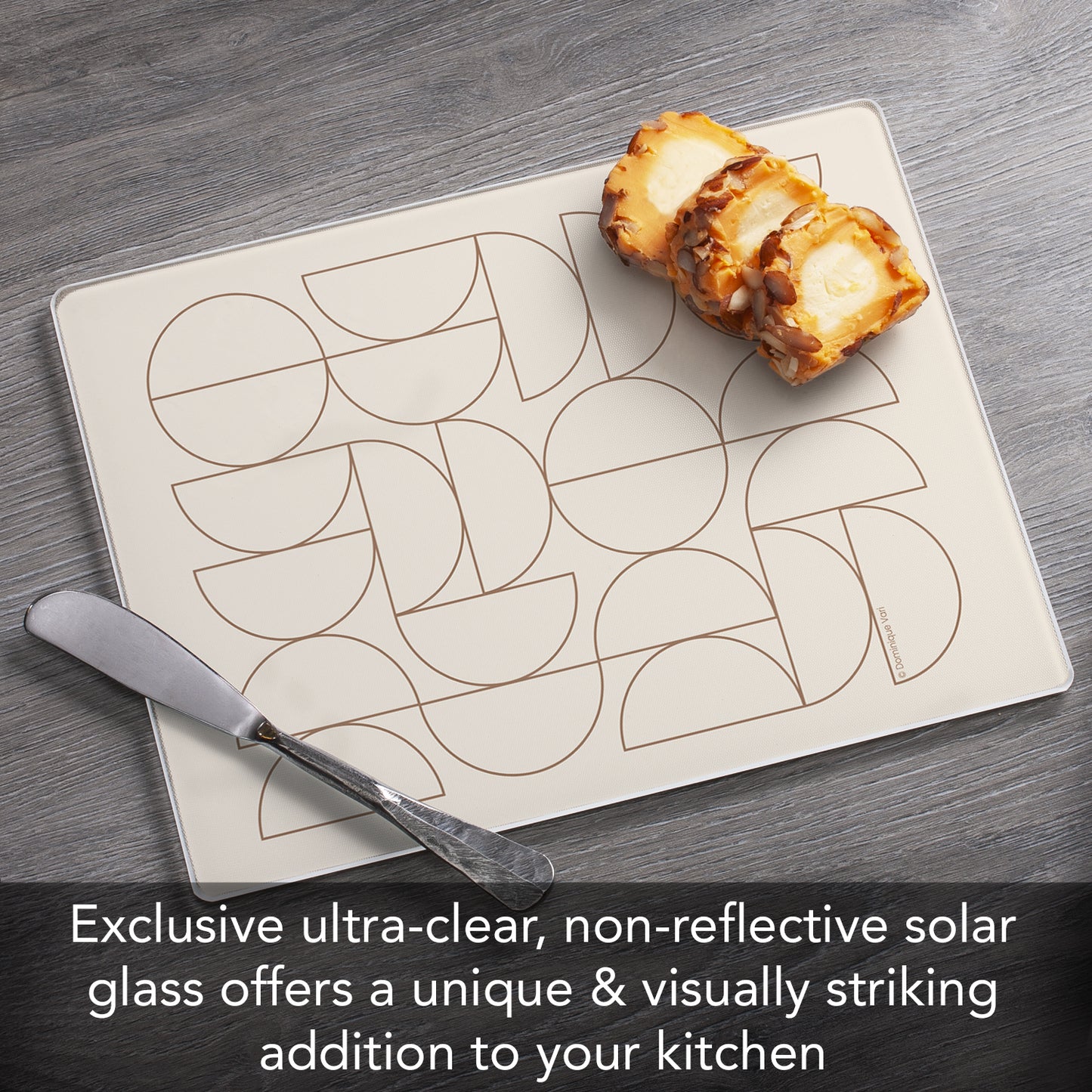 CounterArt Mocha Moon 3mm Tempered Glass Cutting Board 10” x 8” Manufactured in the USA
