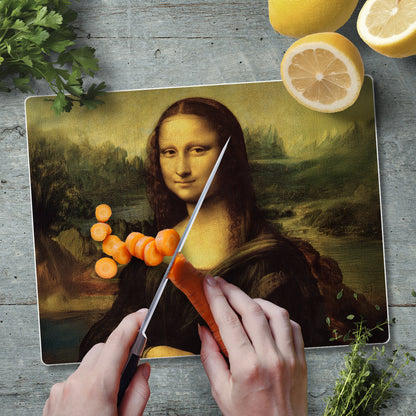 CounterArt Mona Lisa Tempered Glass Cutting Board 10” x 8” Manufactured in the USA