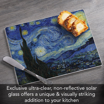 CounterArt Starry Night 3mm Tempered Glass Cutting Board 10” x 8” Manufactured in the USA