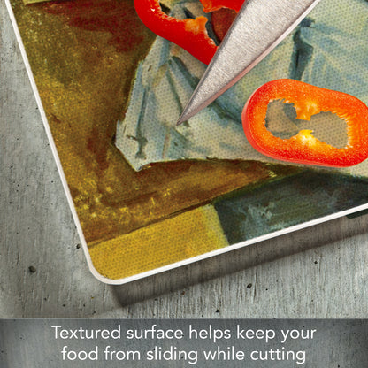 CounterArt Basket of Apples 3mm Tempered Glass Cutting Board 10” x 8” Manufactured in the USA