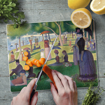 CounterArt Sunday at La Grande Jatte 3mm Tempered Glass Cutting Board 10” x 8” Manufactured in the USA