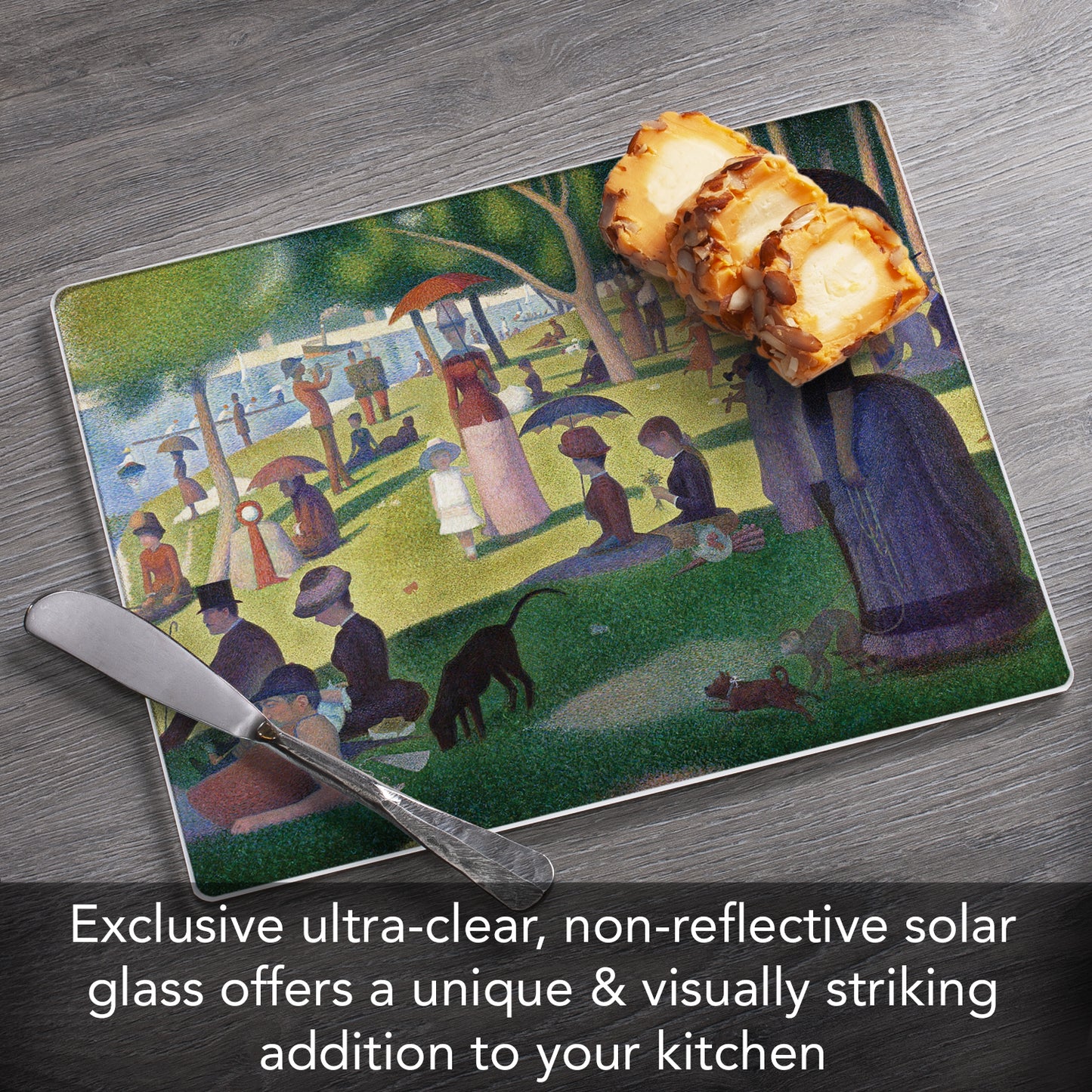 CounterArt Sunday at La Grande Jatte 3mm Tempered Glass Cutting Board 10” x 8” Manufactured in the USA