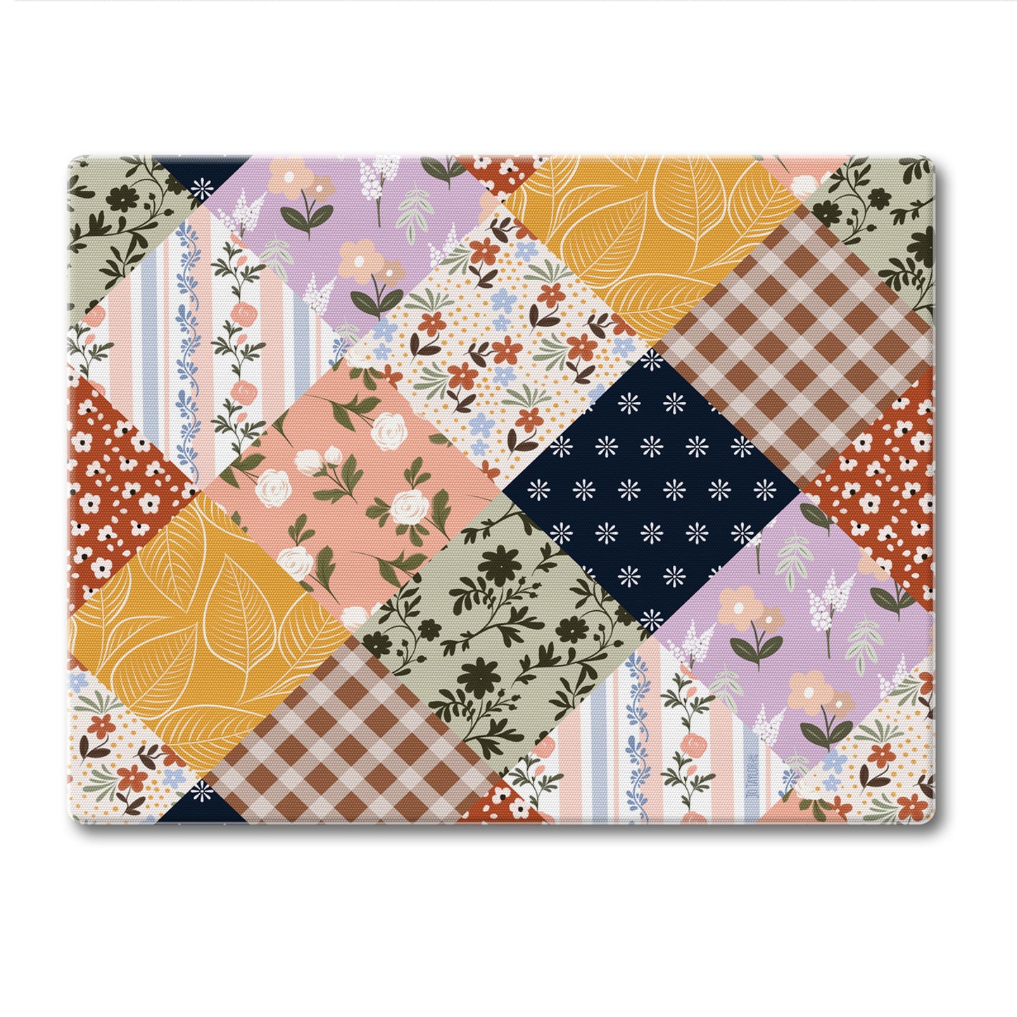 Vintage Patchwork 3mm Tempered Glass Cutting Board 10” x 8”
