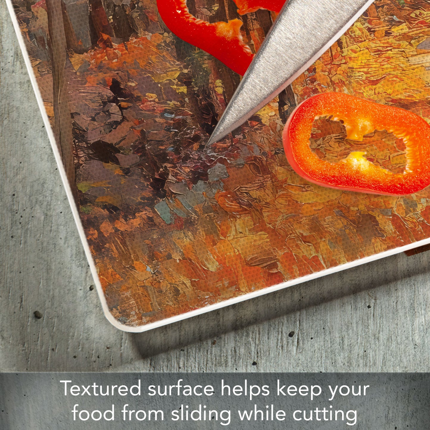 Autumn Woodland 3mm Tempered Glass Cutting Board 10” x 8”