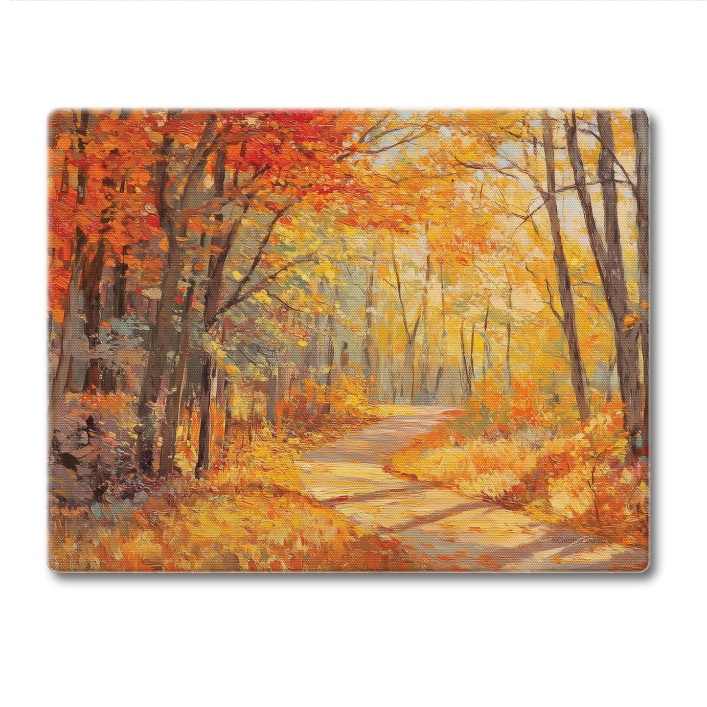 Autumn Woodland 3mm Tempered Glass Cutting Board 10” x 8”