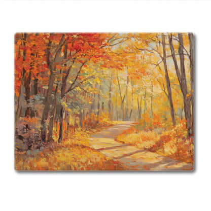 Autumn Woodland 3mm Tempered Glass Cutting Board 10” x 8”