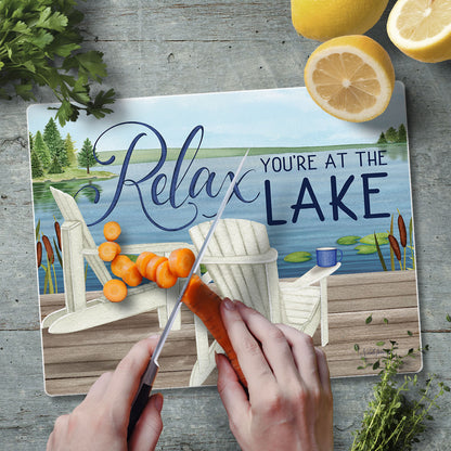 Lake Life Relax 3mm Tempered Glass Cutting Board 10” x 8”