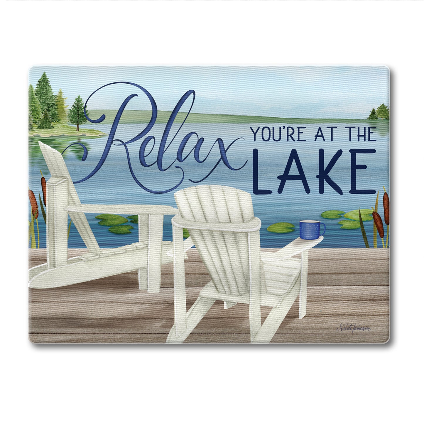 Lake Life Relax 3mm Tempered Glass Cutting Board 10” x 8”