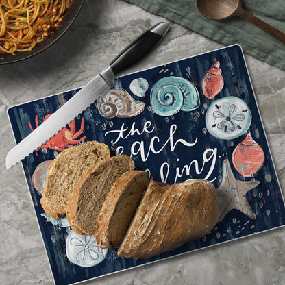 Beach is Calling 3mm Tempered Glass Cutting Board 10” x 8”