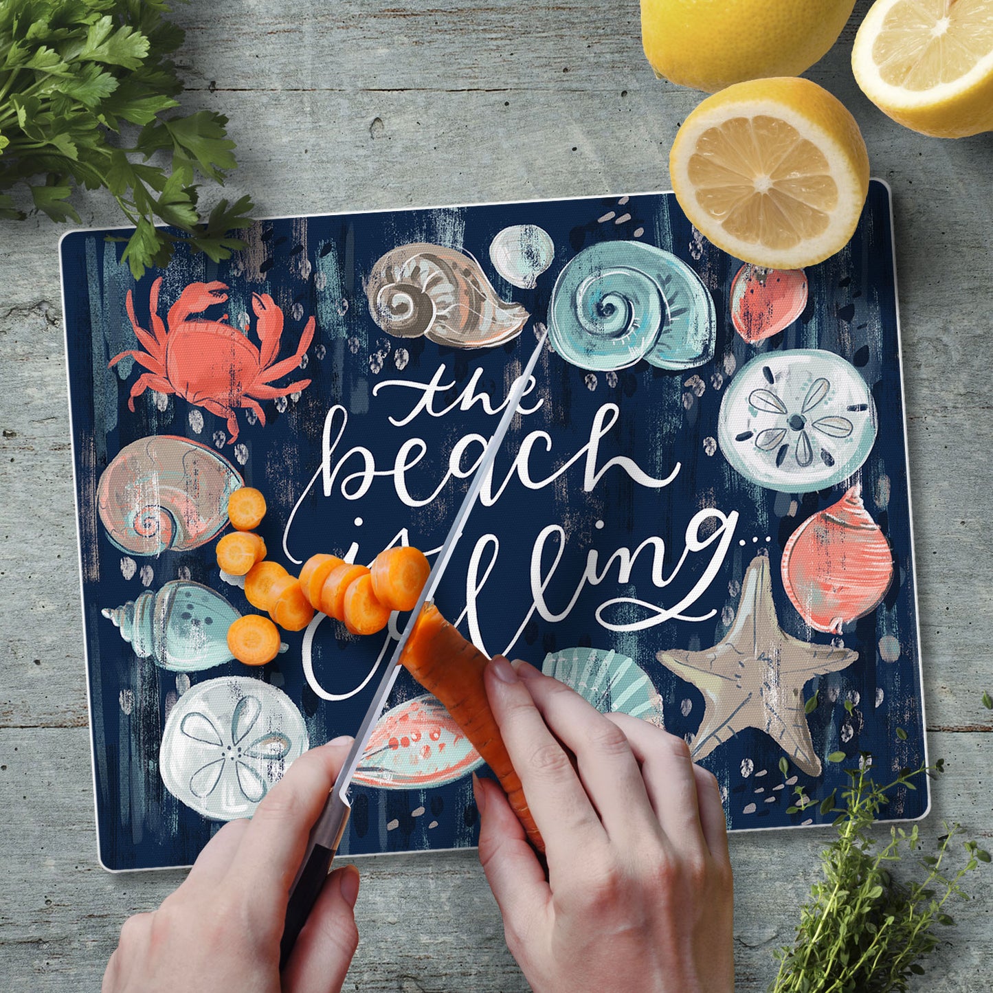 Beach is Calling 3mm Tempered Glass Cutting Board 10” x 8”