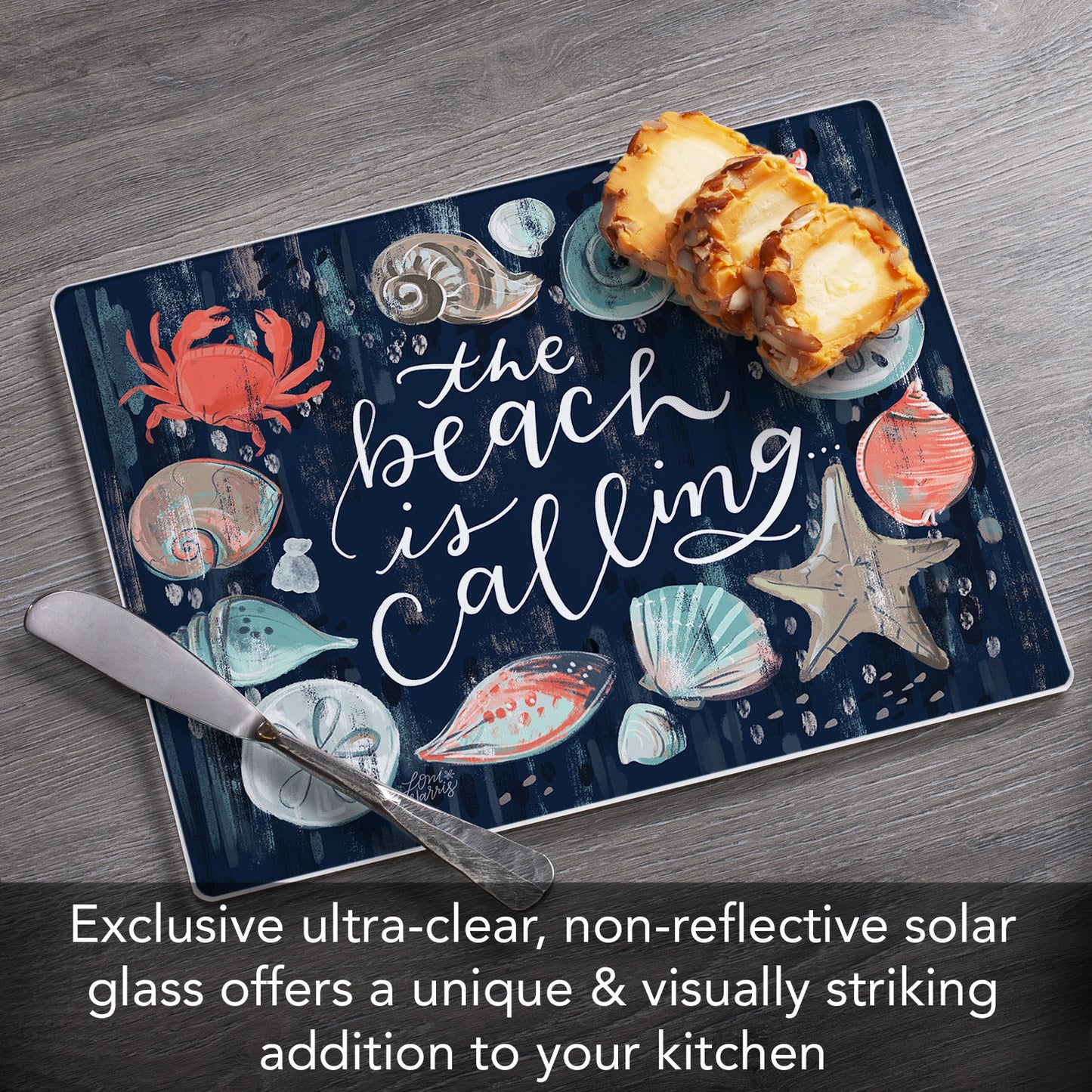 Beach is Calling 3mm Tempered Glass Cutting Board 10” x 8”