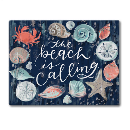 Beach is Calling 3mm Tempered Glass Cutting Board 10” x 8”