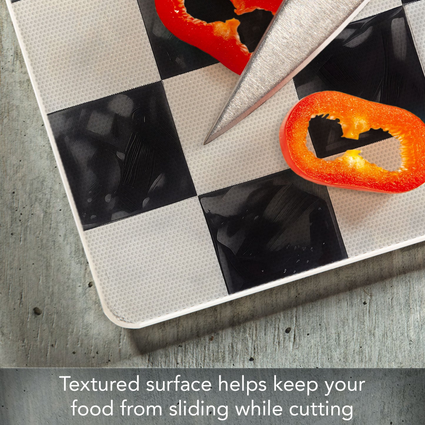 Arlington Check 3mm Tempered Glass Cutting Board 10” x 8”