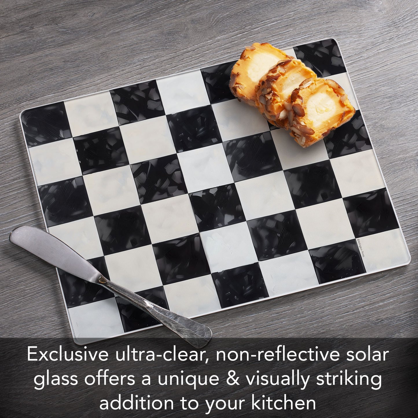 Arlington Check 3mm Tempered Glass Cutting Board 10” x 8”
