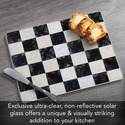Arlington Check 3mm Tempered Glass Cutting Board 10” x 8”
