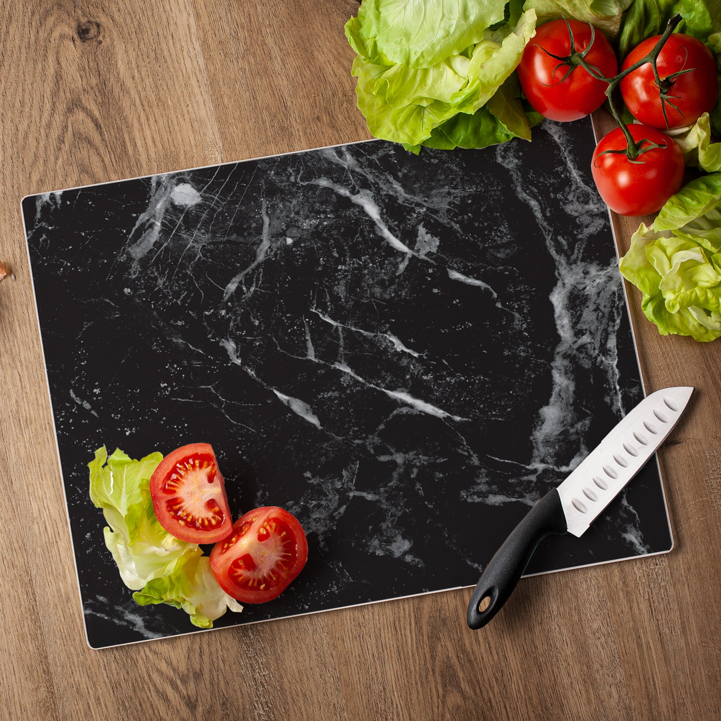 CounterArt Black Marble Design 3mm Tempered Glass Cutting Board 15” x 12” Manufactured in the USA