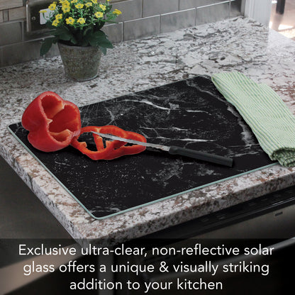 CounterArt Black Marble Design 3mm Tempered Glass Cutting Board 15” x 12” Manufactured in the USA
