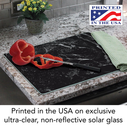 CounterArt Black Marble Design 3mm Tempered Glass Cutting Board 15” x 12” Manufactured in the USA