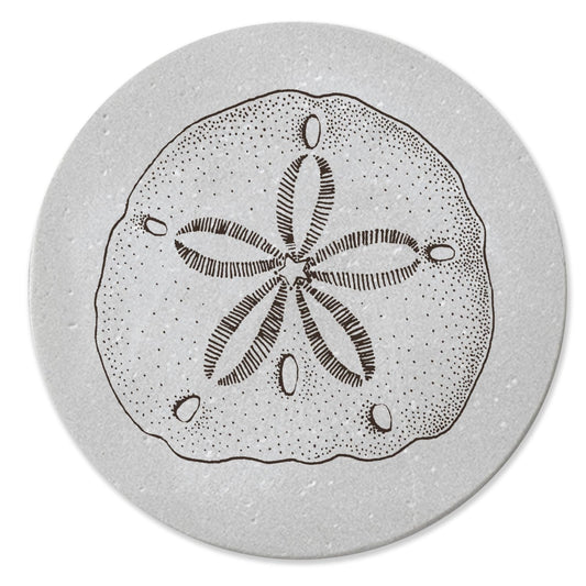 Thirstystone Sand Dollar 4 Pack Round Natural Sandstone Coasters with Protective Cork Backing Manufactured in The USA