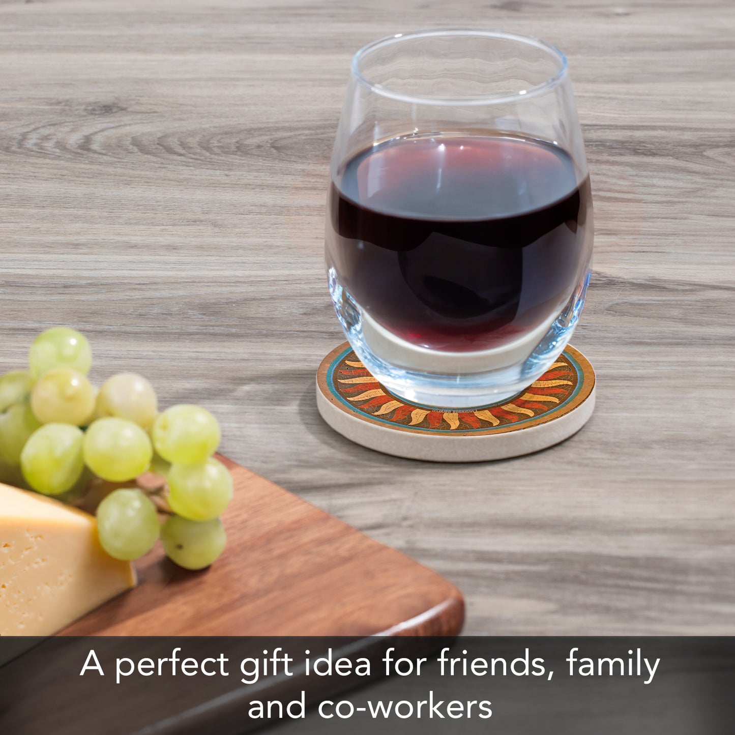 Thirstystone Sunfire Single Round Natural Sandstone Coaster with Protective Cork Backing Manufactured in The USA 4" Diameter