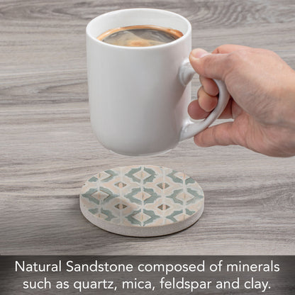 Vintage Blush Single Natural Sandstone Coaster 4" Round Create Your Own Set