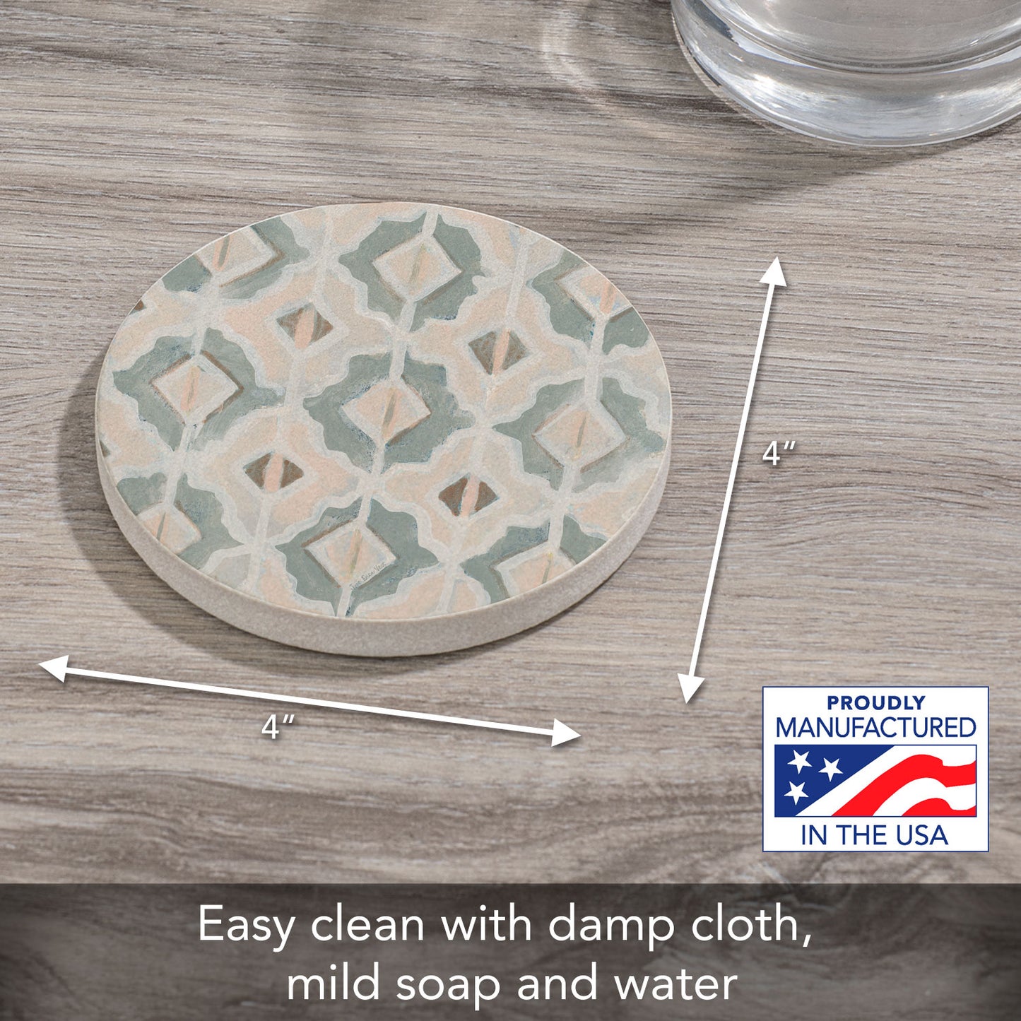 Vintage Blush Single Natural Sandstone Coaster 4" Round Create Your Own Set