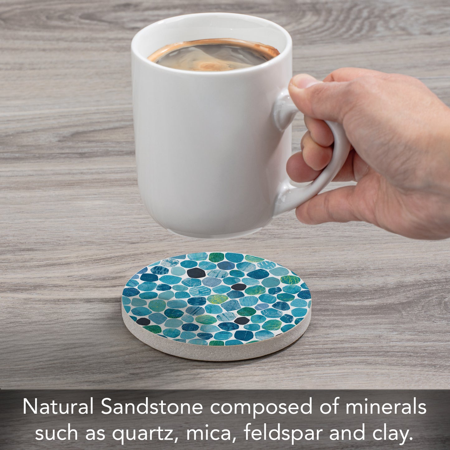 Bali Pebbles Single Natural Sandstone Coaster 4" Round Create Your Own Set