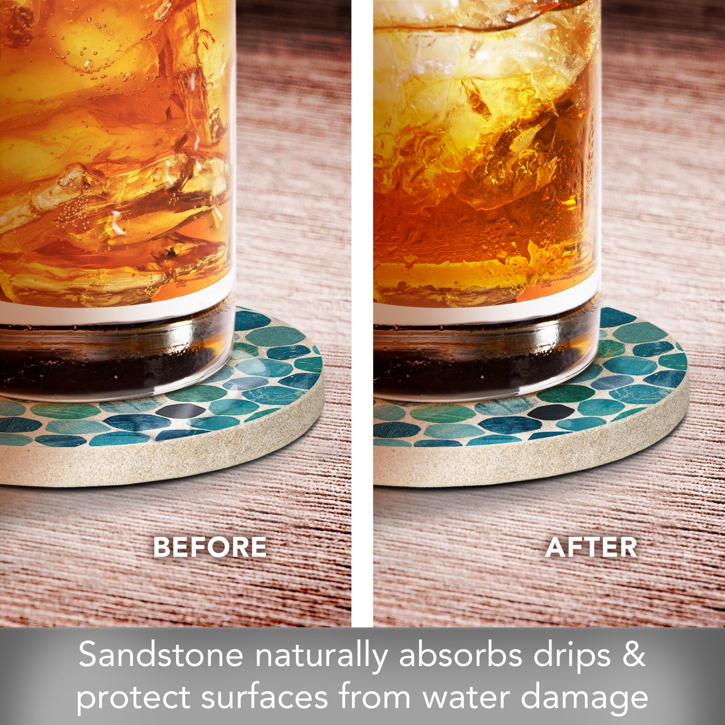 Bali Pebbles Single Natural Sandstone Coaster 4" Round Create Your Own Set