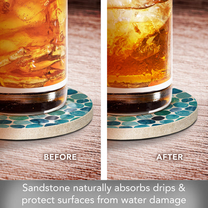 Bali Pebbles Single Natural Sandstone Coaster 4" Round Create Your Own Set