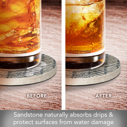 Chevron Single Natural Sandstone Coaster 4" Round Create Your Own Set