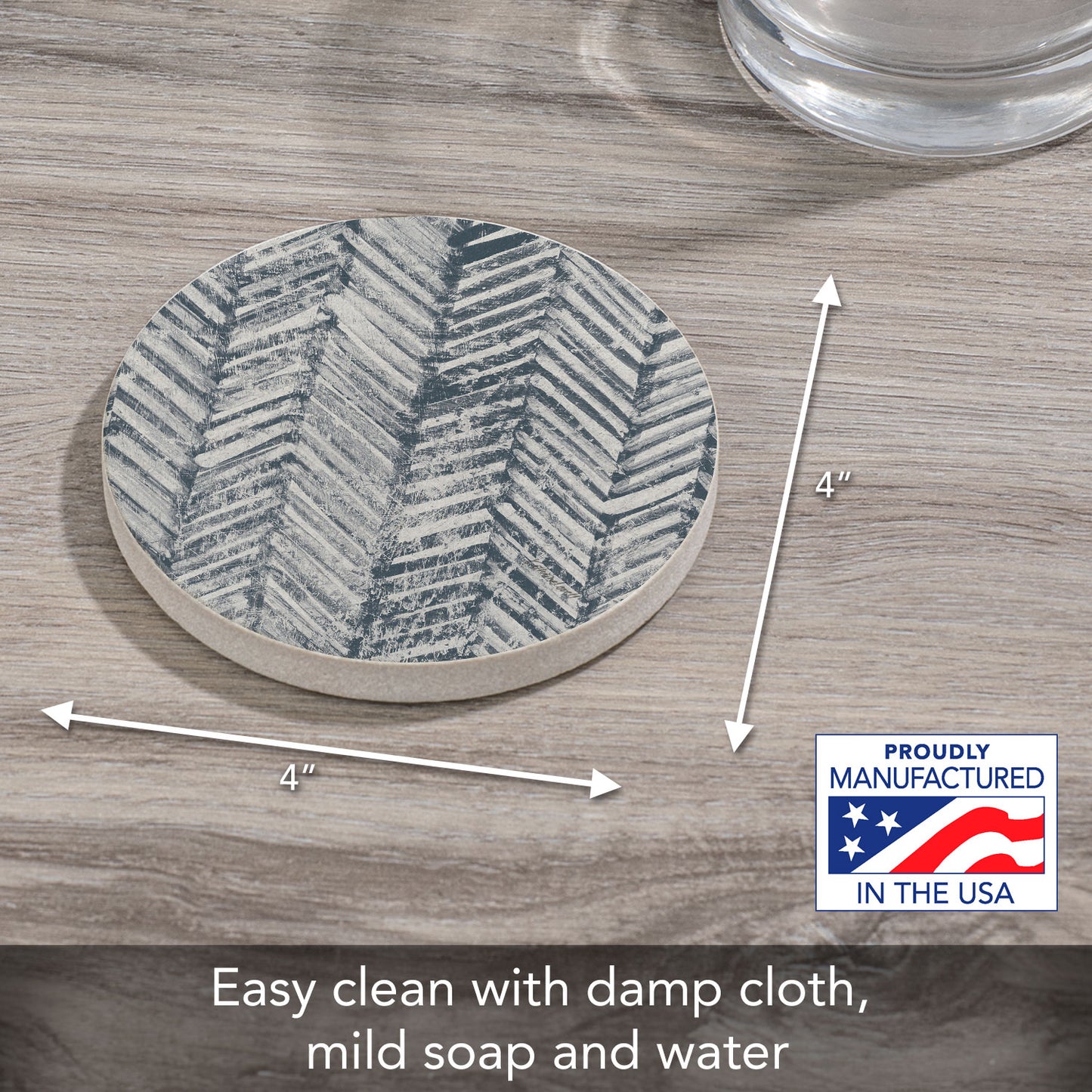 Chevron Single Natural Sandstone Coaster 4" Round Create Your Own Set