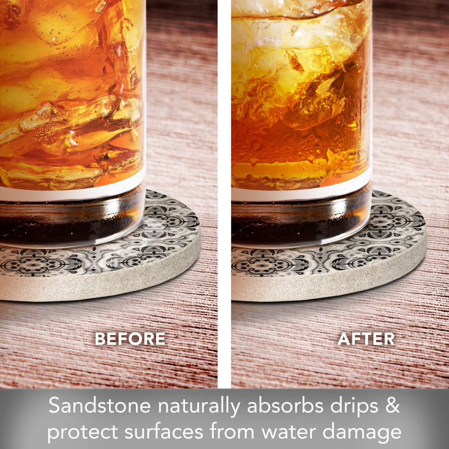 Tile Sketch Single Natural Sandstone Coaster 4" Round Create Your Own Set