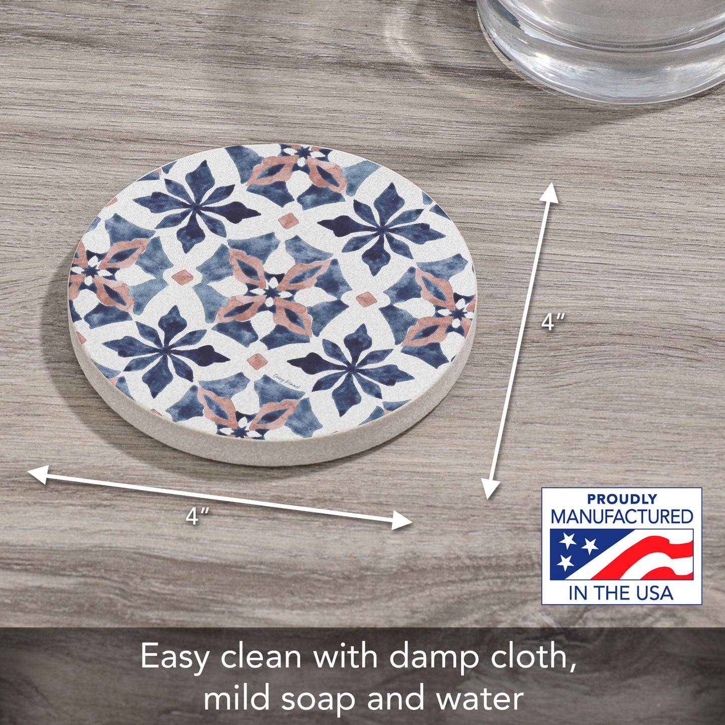 Watercolor Tile Single Natural Sandstone Coaster 4" Round Create Your Own Set