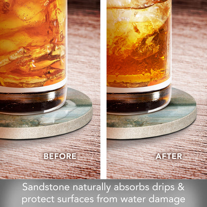 Tranquil Landscape Single Natural Sandstone Coaster 4" Round Create Your Own Set