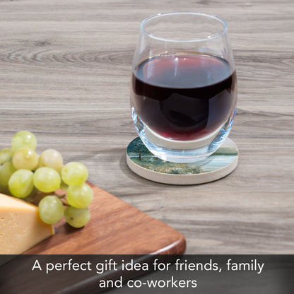 Tranquil Landscape Single Natural Sandstone Coaster 4" Round Create Your Own Set