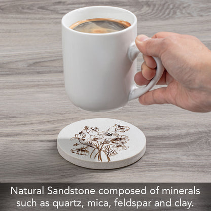Laughing Floral Single Natural Sandstone Coaster 4" Round Create Your Own Set