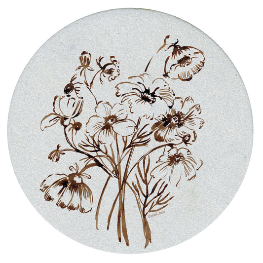 Laughing Floral Single Natural Sandstone Coaster 4" Round Create Your Own Set