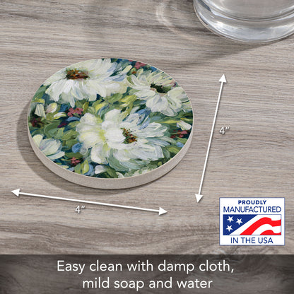 Peony Morning Single Natural Sandstone Coaster 4" Round Create Your Own Set