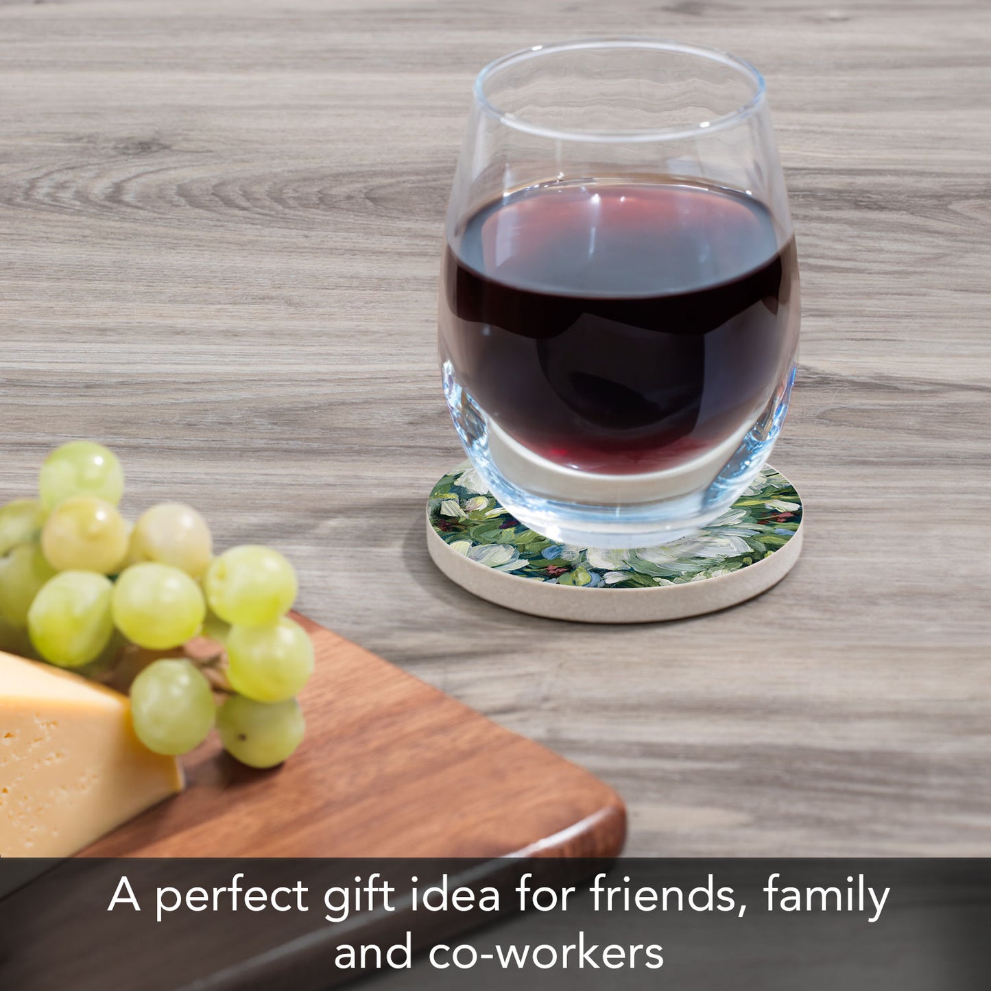 Peony Morning Single Natural Sandstone Coaster 4" Round Create Your Own Set