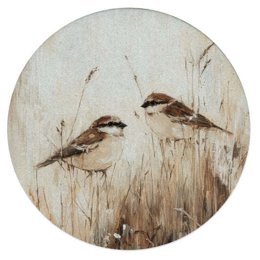 Birds in Tall Grass Single Natural Sandstone Coaster 4" Round Create Your Own Set