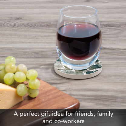 Translucent Leaves Single Natural Sandstone Coaster 4" Round Create Your Own Set