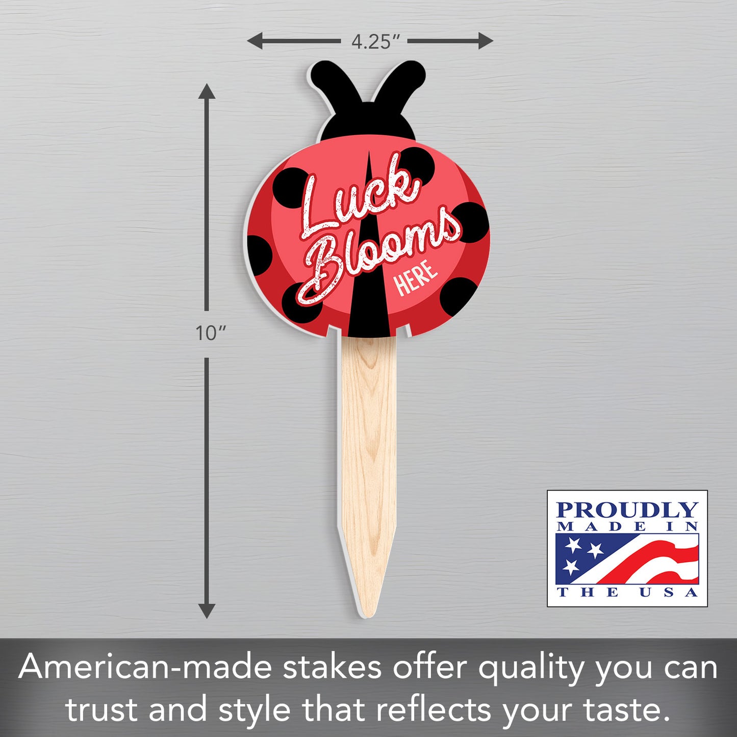 Luck Blooms Here Ladybug Shaped Garden Stake