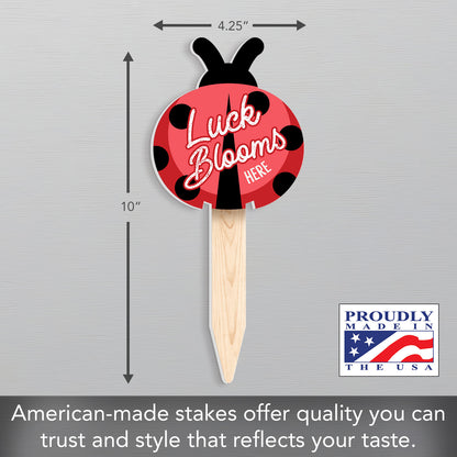 Luck Blooms Here Ladybug Shaped Garden Stake
