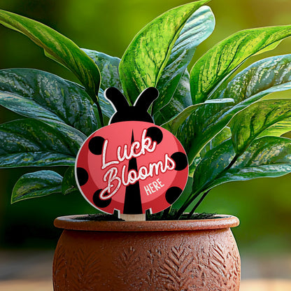 Luck Blooms Here Ladybug Shaped Garden Stake