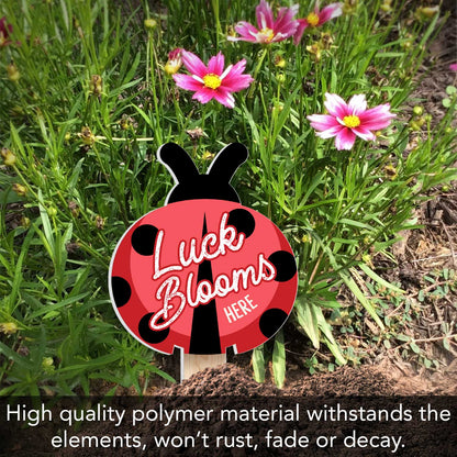 Luck Blooms Here Ladybug Shaped Garden Stake